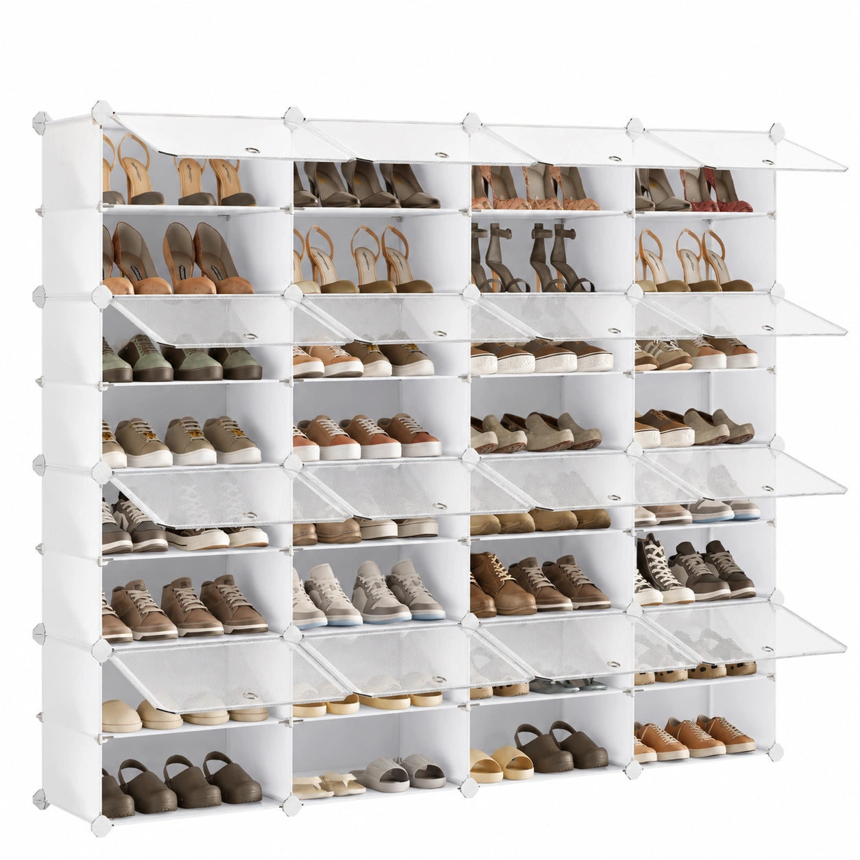 etagere-modulable-pour-chaussures-16-compartiments-capacite-64-paires-blanc-et-transparent-ddgidlc732rj